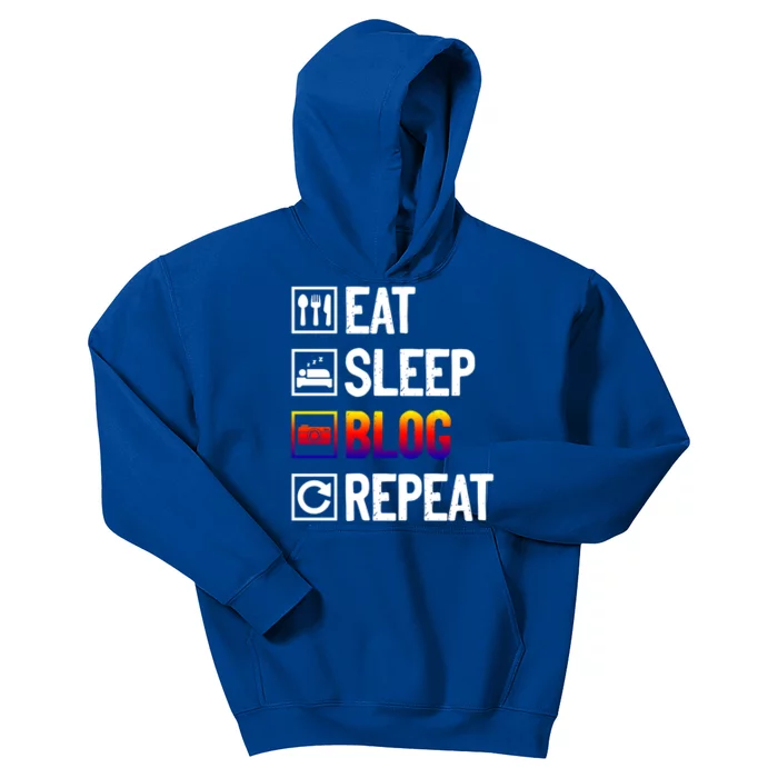 Eat Sleep Blog Repeat Vlogging Blogging Traveler Blogger Meaningful Gift Kids Hoodie