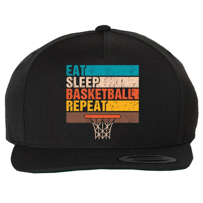 Eat. Sleep. Basketball. Repeat. Basketball Youths Bball Wool Snapback Cap