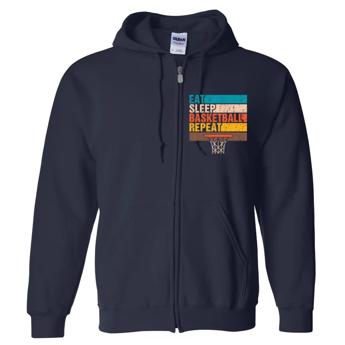 Eat. Sleep. Basketball. Repeat. Basketball Youths Bball Full Zip Hoodie