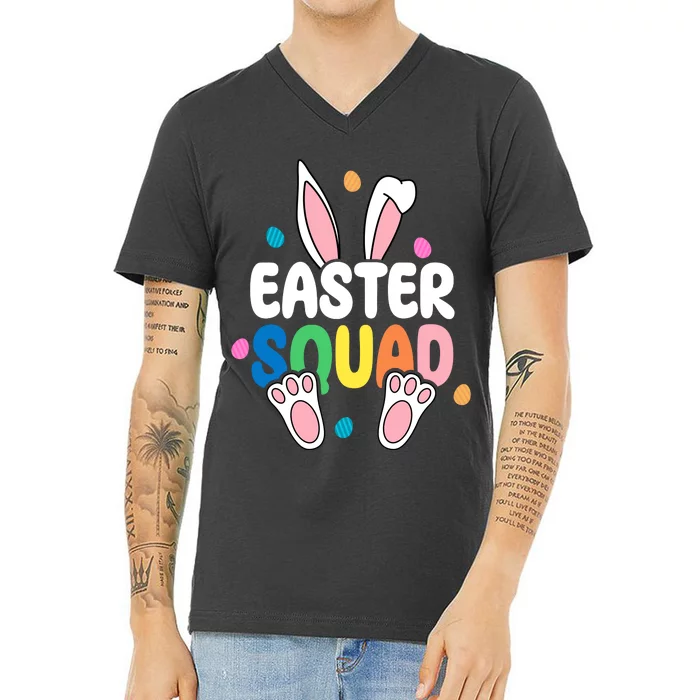 Easter Squad Bunny Holiday Colorful V-Neck T-Shirt