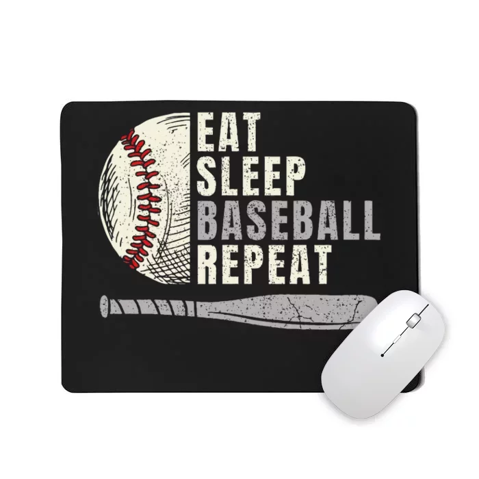 Eat Sleep Baseball Repeat Funny Baseball Player Mousepad