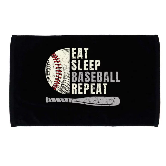 Eat Sleep Baseball Repeat Funny Baseball Player Microfiber Hand Towel