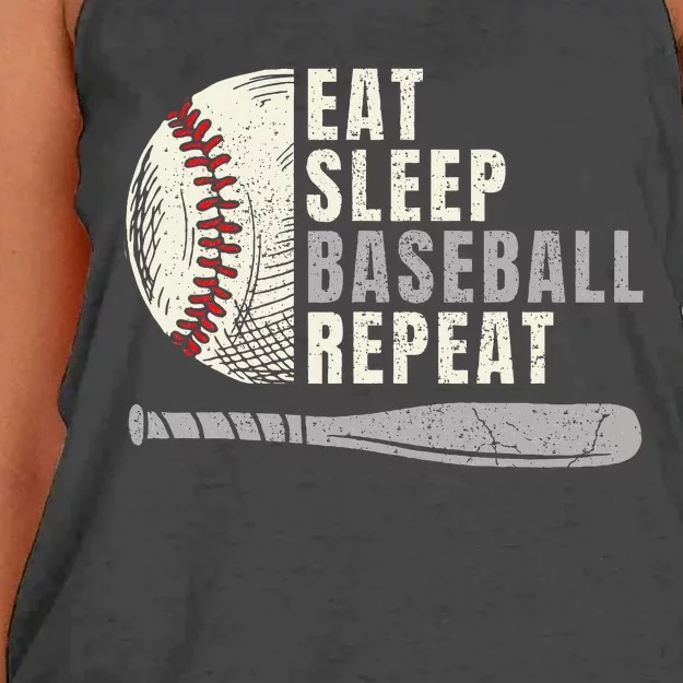 Eat Sleep Baseball Repeat Funny Baseball Player Women's Knotted Racerback Tank