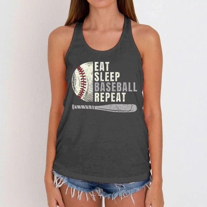 Eat Sleep Baseball Repeat Funny Baseball Player Women's Knotted Racerback Tank