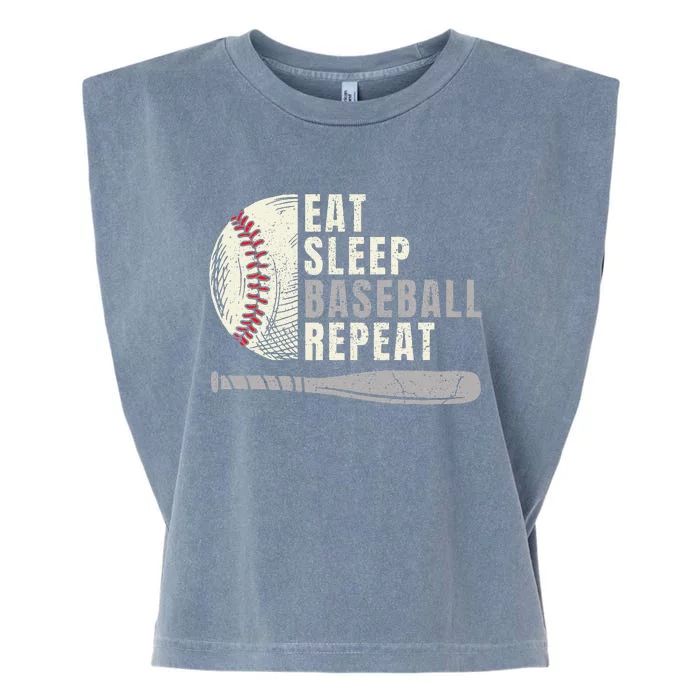 Eat Sleep Baseball Repeat Funny Baseball Player Garment-Dyed Women's Muscle Tee