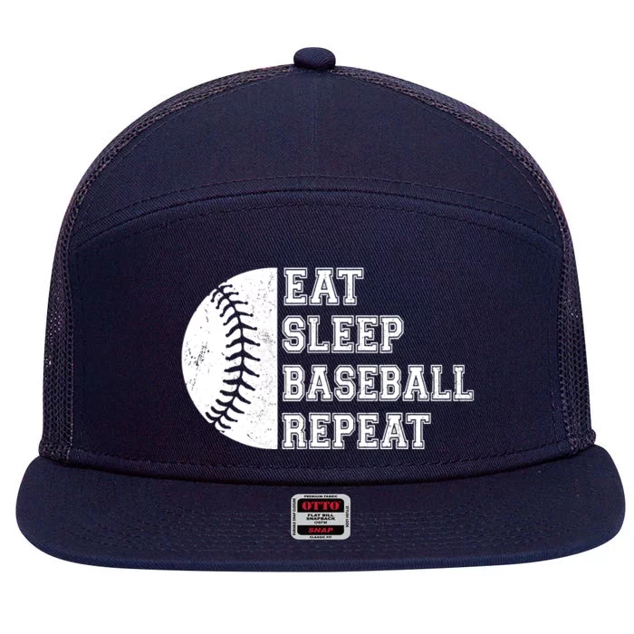 Eat Sleep Baseball Repeat Baseball Player Funny Baseball 7 Panel Mesh Trucker Snapback Hat