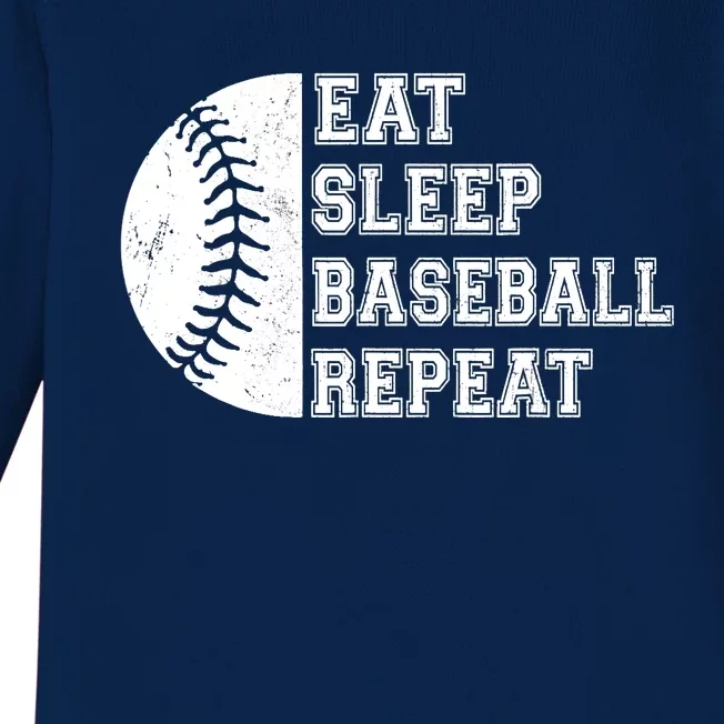 Eat Sleep Baseball Repeat Baseball Player Funny Baseball Baby Long Sleeve Bodysuit