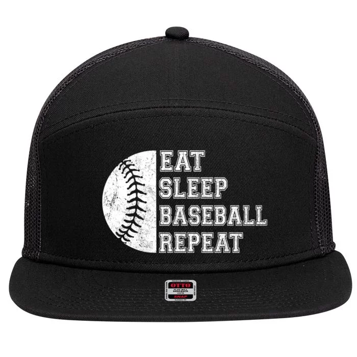 Eat Sleep Baseball Repeat Baseball Player Funny Baseball 7 Panel Mesh Trucker Snapback Hat