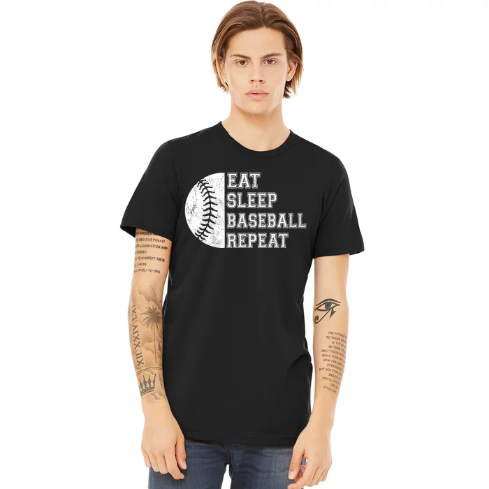 Eat Sleep Baseball Repeat Baseball Player Funny Baseball Premium T-Shirt