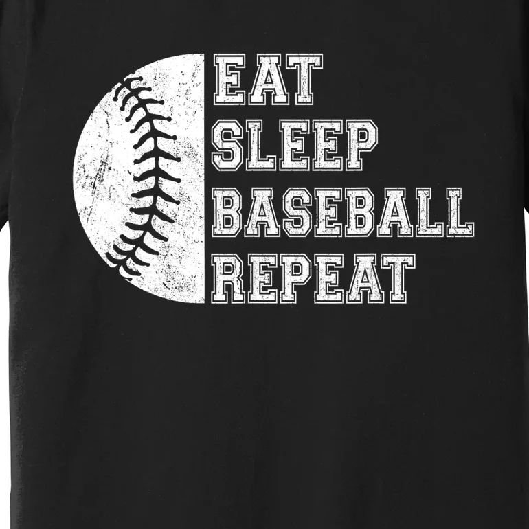 Eat Sleep Baseball Repeat Baseball Player Funny Baseball Premium T-Shirt