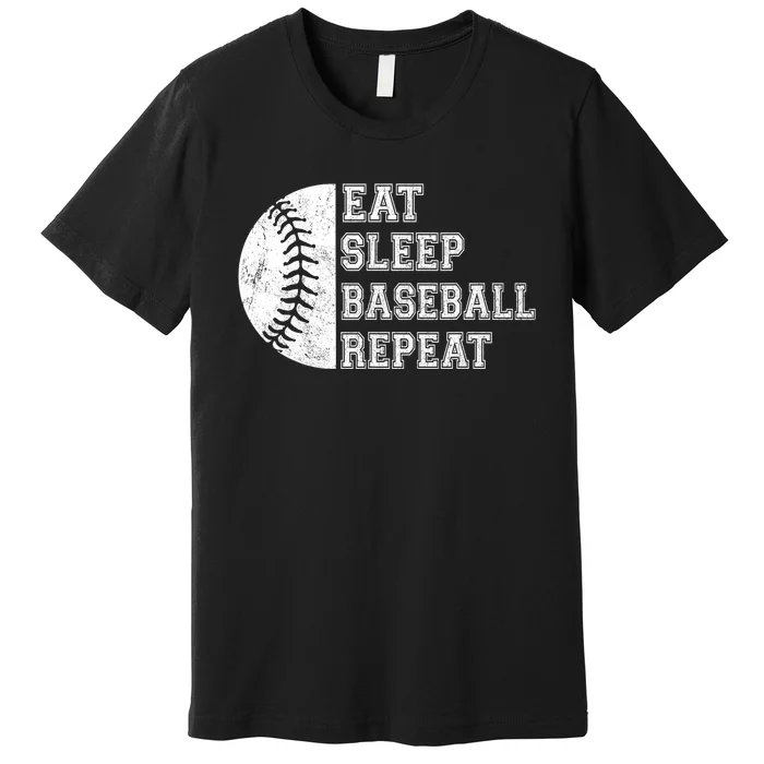 Eat Sleep Baseball Repeat Baseball Player Funny Baseball Premium T-Shirt