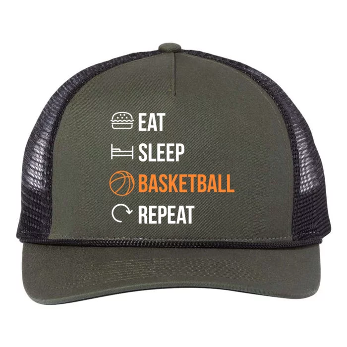 Eat Sleep Basketball Repeat | Basketball Retro Rope Trucker Hat Cap