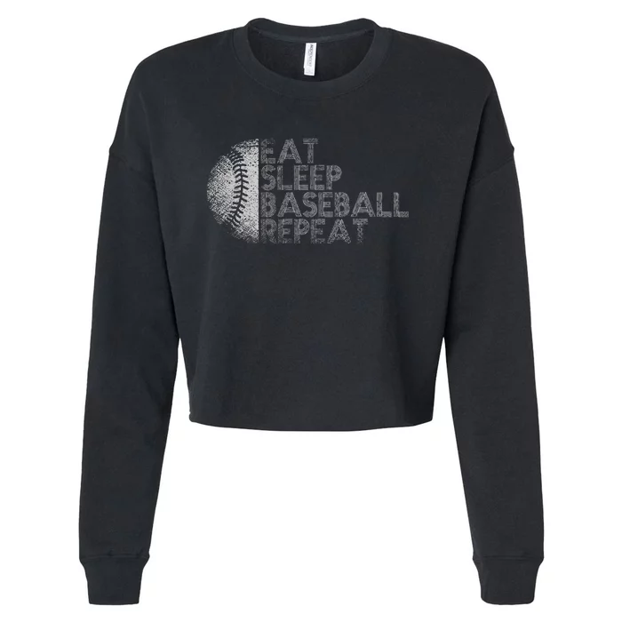 Eat Sleep Baseball Repeat Catcher Pitcher Baseball Cropped Pullover Crew