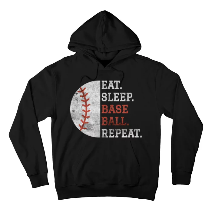 Eat Sleep Baseball Repeat Vintage Baseball Player Hoodie