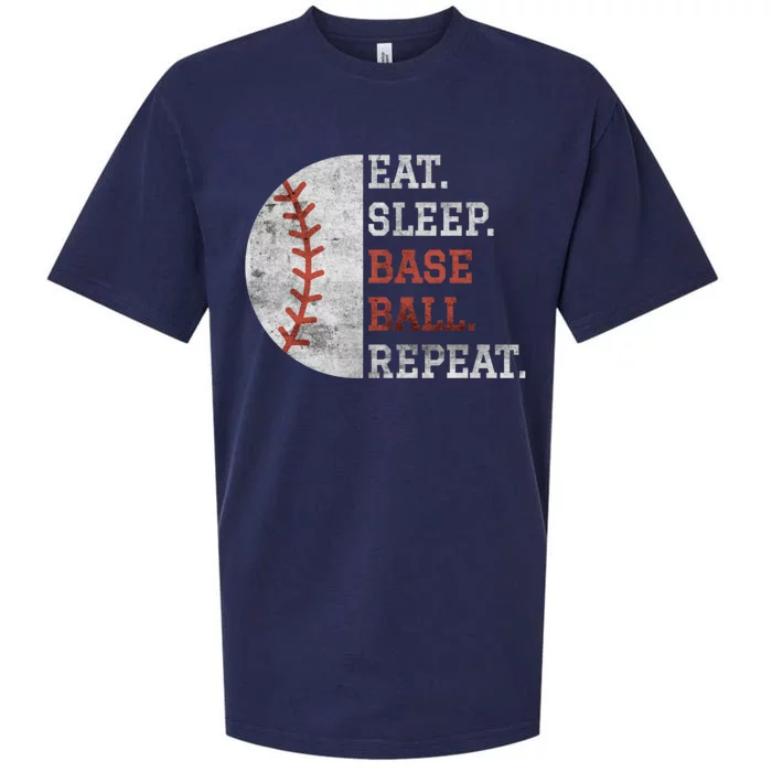 Eat Sleep Baseball Repeat Vintage Baseball Player Sueded Cloud Jersey T-Shirt