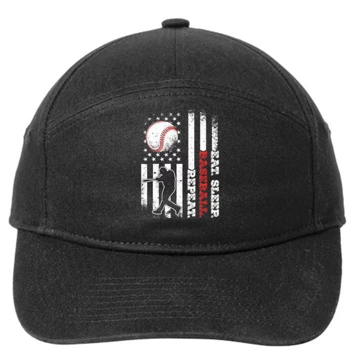 Eat Sleep Baseball Repeat Baseball Player Baseball Funny 7-Panel Snapback Hat