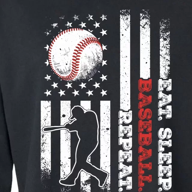 Eat Sleep Baseball Repeat Baseball Player Baseball Funny Cropped Pullover Crew