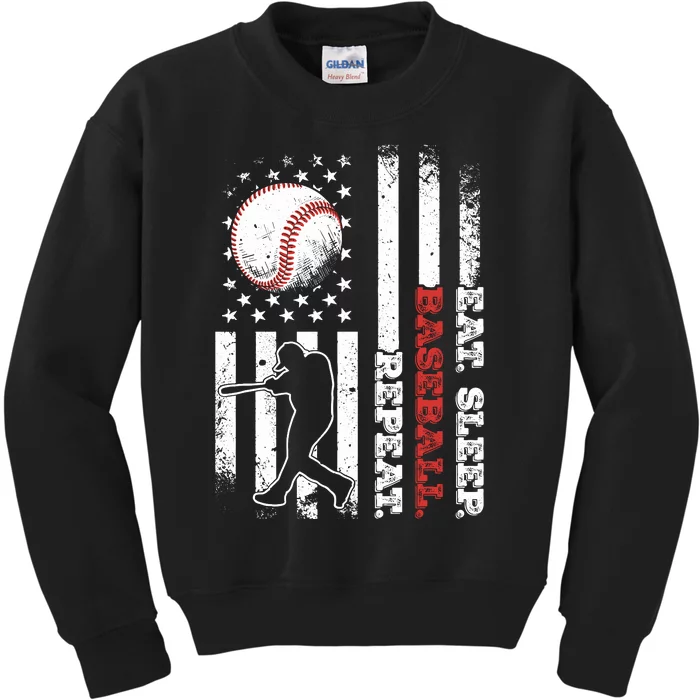 Eat Sleep Baseball Repeat Baseball Player Baseball Funny Kids Sweatshirt