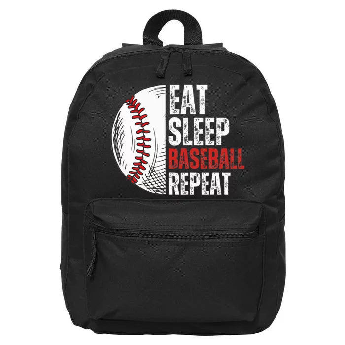 Eat Sleep Baseball Repeat Funny Baseball Players 16 in Basic Backpack