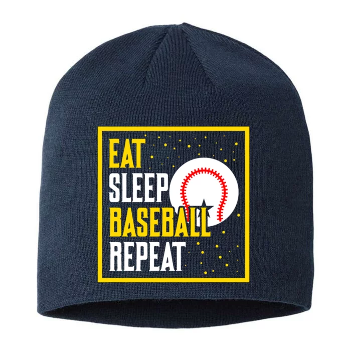 Eat Sleep Baseball Repeat Funny Baseball Gift 8 1/2in Sustainable Knit Beanie