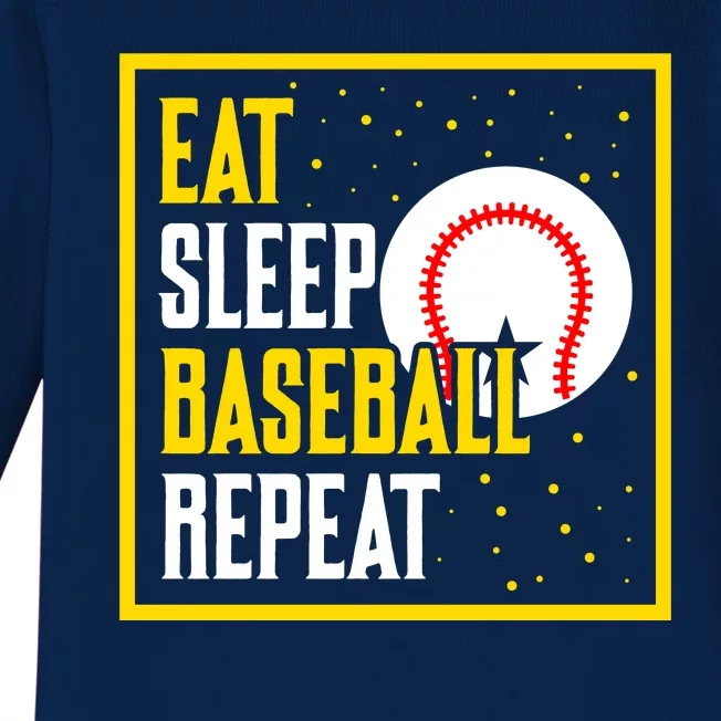 Eat Sleep Baseball Repeat Funny Baseball Gift Baby Long Sleeve Bodysuit