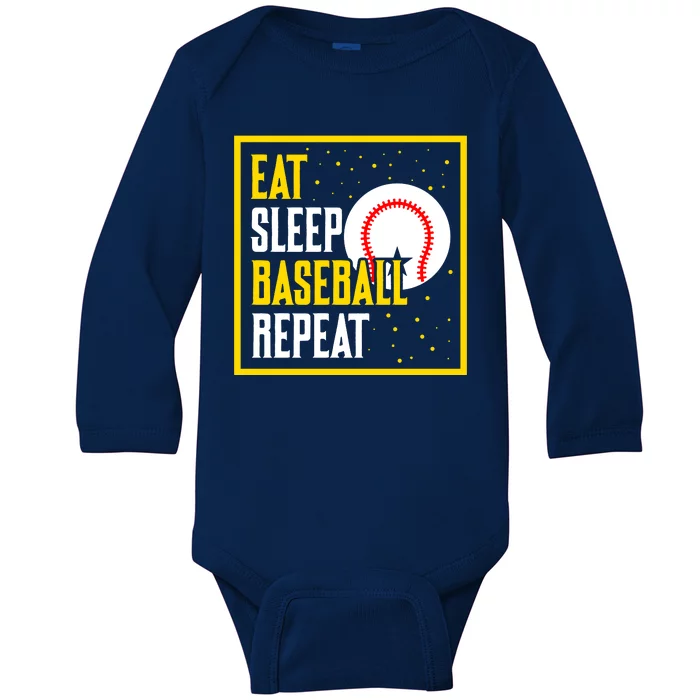 Eat Sleep Baseball Repeat Funny Baseball Gift Baby Long Sleeve Bodysuit