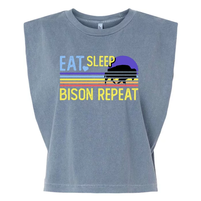 Eat Sleep Bison Repeat Garment-Dyed Women's Muscle Tee