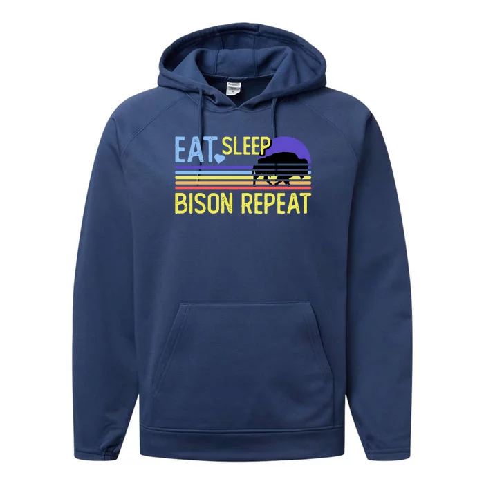 Eat Sleep Bison Repeat Performance Fleece Hoodie