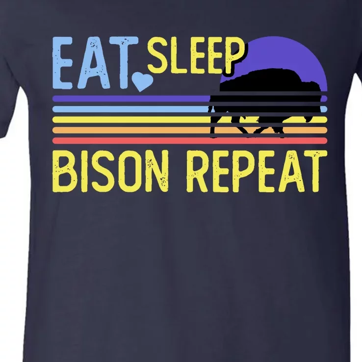 Eat Sleep Bison Repeat V-Neck T-Shirt