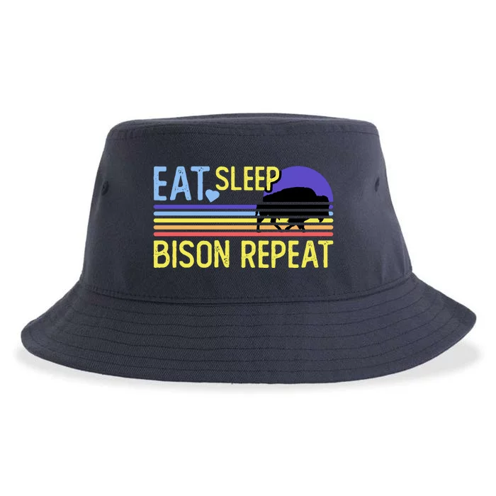 Eat Sleep Bison Repeat Sustainable Bucket Hat