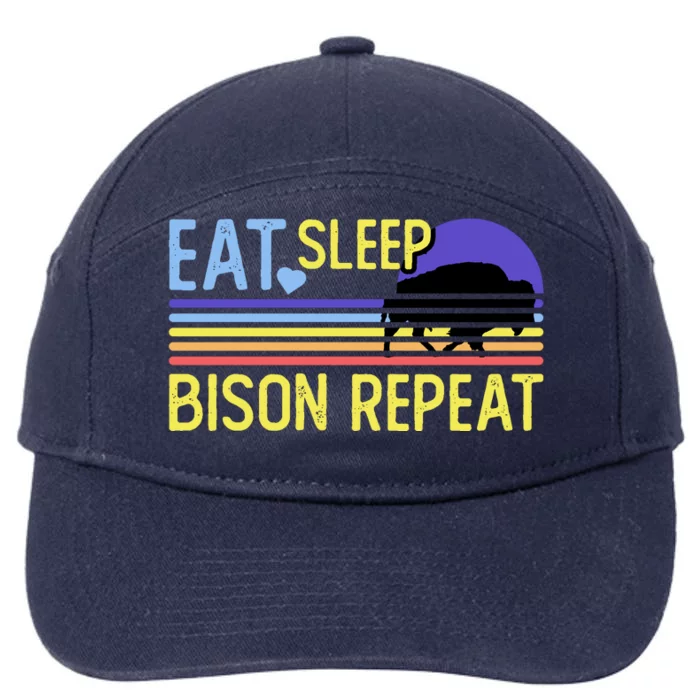 Eat Sleep Bison Repeat 7-Panel Snapback Hat