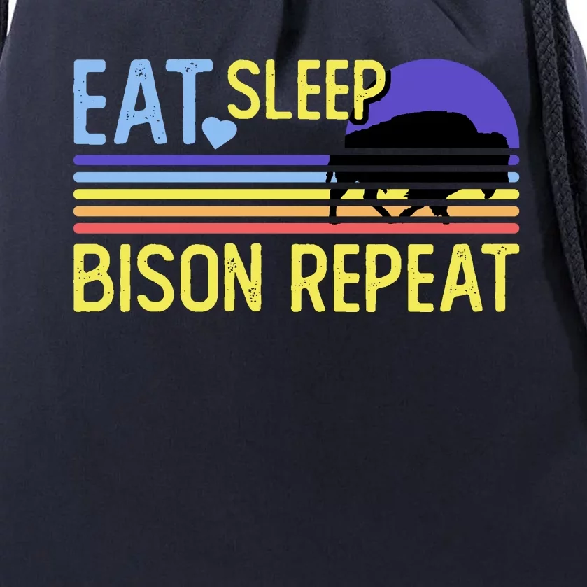 Eat Sleep Bison Repeat Drawstring Bag