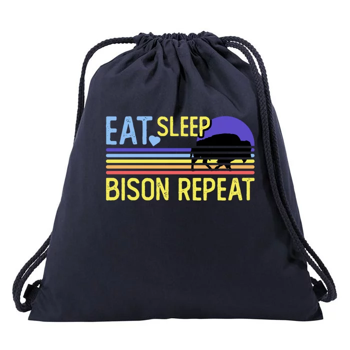 Eat Sleep Bison Repeat Drawstring Bag