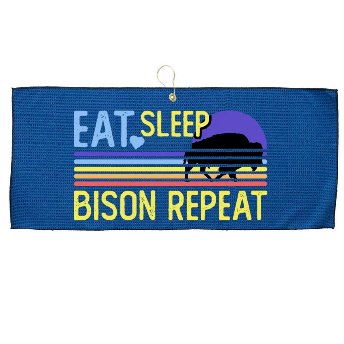 Eat Sleep Bison Repeat Large Microfiber Waffle Golf Towel