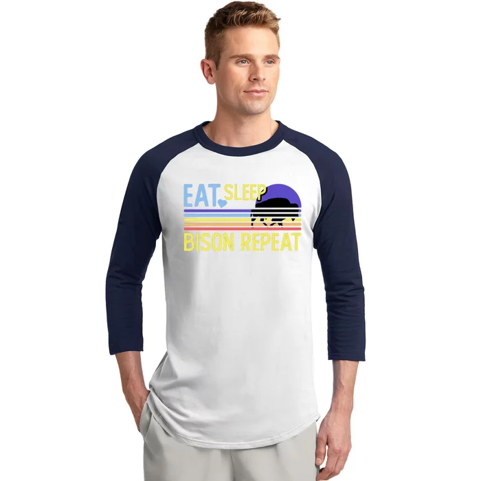 Eat Sleep Bison Repeat Baseball Sleeve Shirt