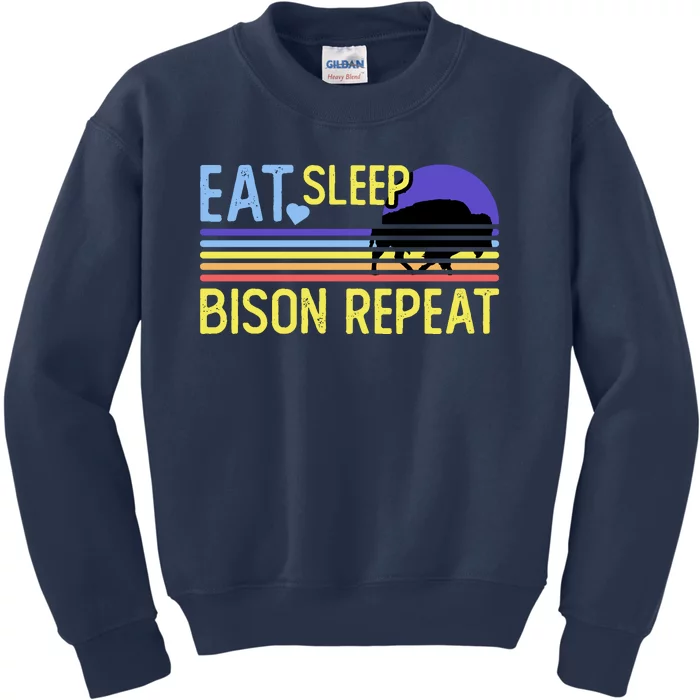 Eat Sleep Bison Repeat Kids Sweatshirt