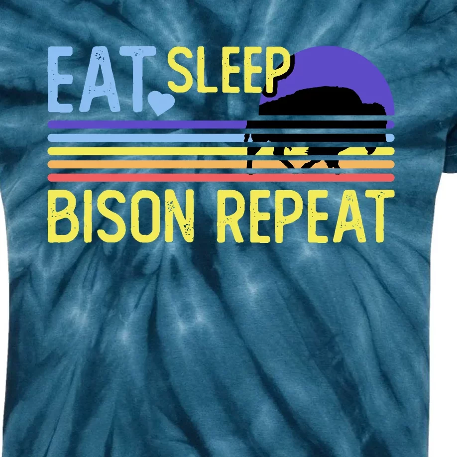 Eat Sleep Bison Repeat Kids Tie-Dye T-Shirt