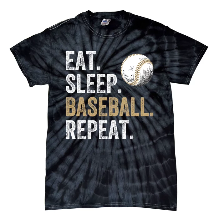 Eat Sleep Baseball Repeat Baseball Lover and Player Fan Tie-Dye T-Shirt