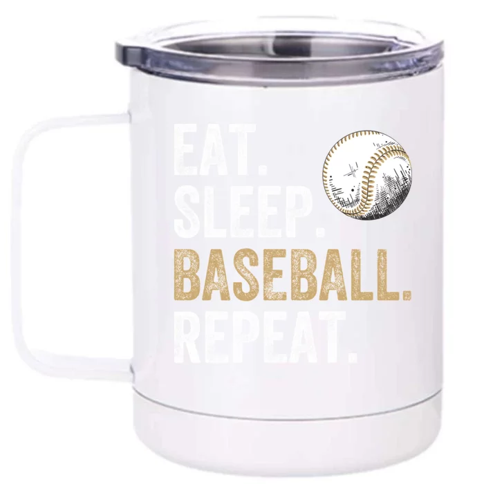 Eat Sleep Baseball Repeat Baseball Lover and Player Fan Front & Back 12oz Stainless Steel Tumbler Cup