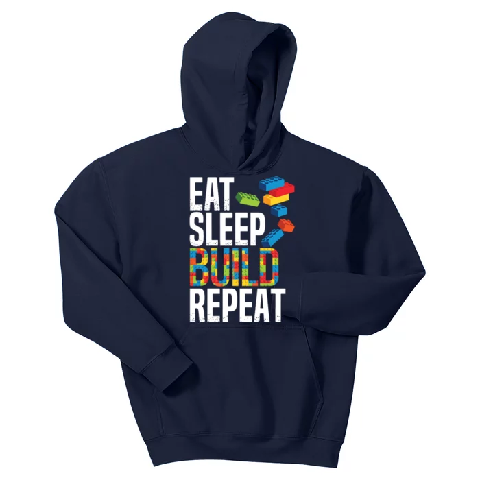 Eat Sleep Build Repeat Building Blocks Bricks Master Builder Kids Hoodie