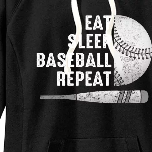 Eat Sleep Baseball Repeat Funny Baseball Gift Ideas Women's Fleece Hoodie