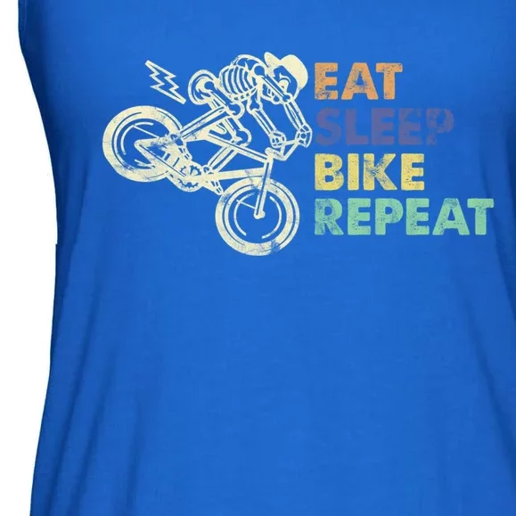 Eat Sleep Bike Repeat Funny Skeleton Gift Ladies Essential Flowy Tank