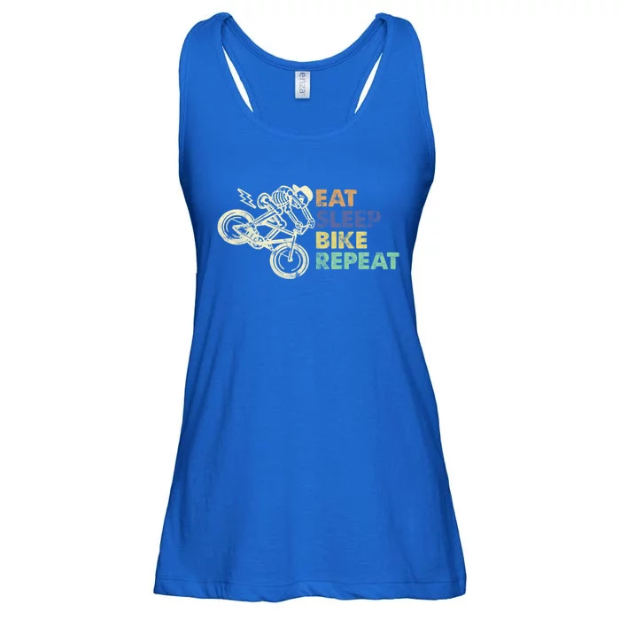 Eat Sleep Bike Repeat Funny Skeleton Gift Ladies Essential Flowy Tank