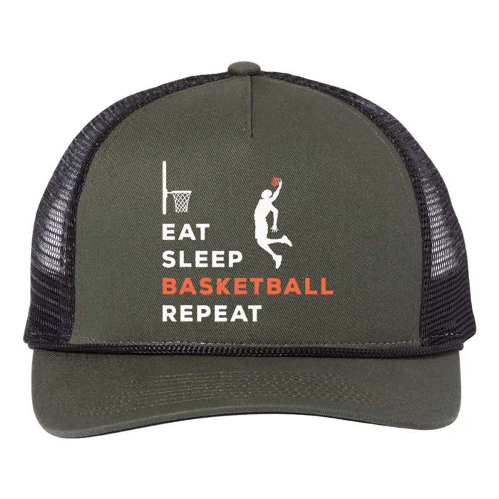 Eat Sleep Basketball Repeat Player Coach Hooper Retro Rope Trucker Hat Cap