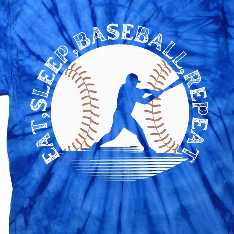 Eat Sleep Baseball Repeat Baseball Player Tie-Dye T-Shirt