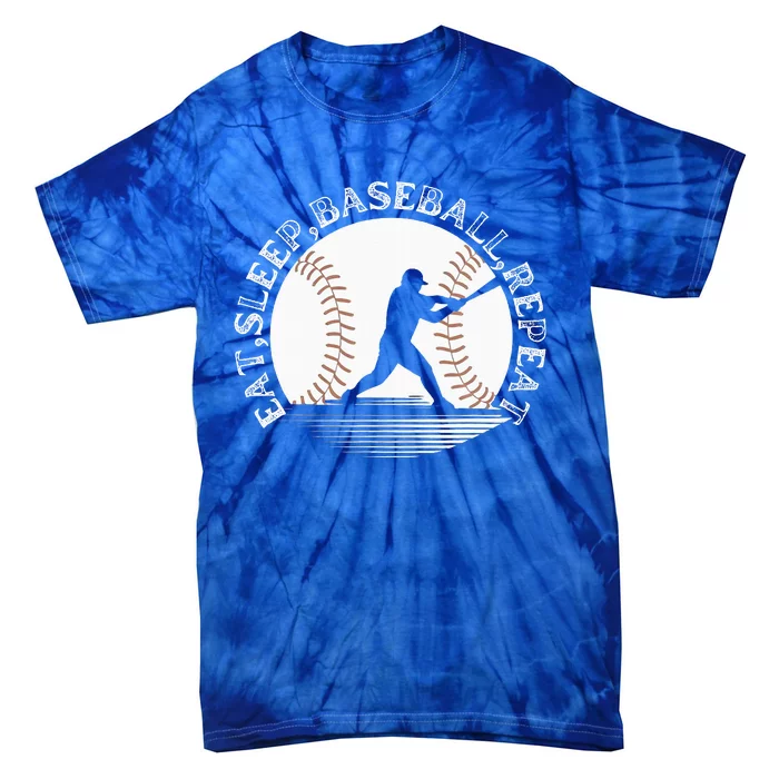 Eat Sleep Baseball Repeat Baseball Player Tie-Dye T-Shirt