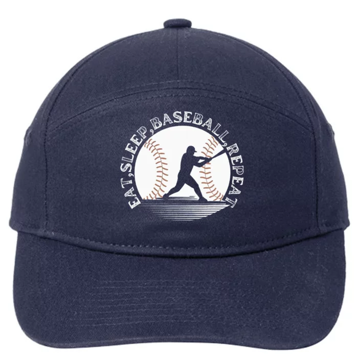 Eat Sleep Baseball Repeat Baseball Player 7-Panel Snapback Hat