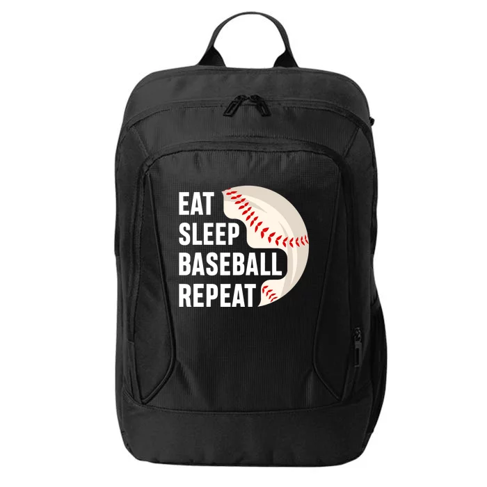 EAT SLEEP BASEBALL REPEAT Baseball Player City Backpack