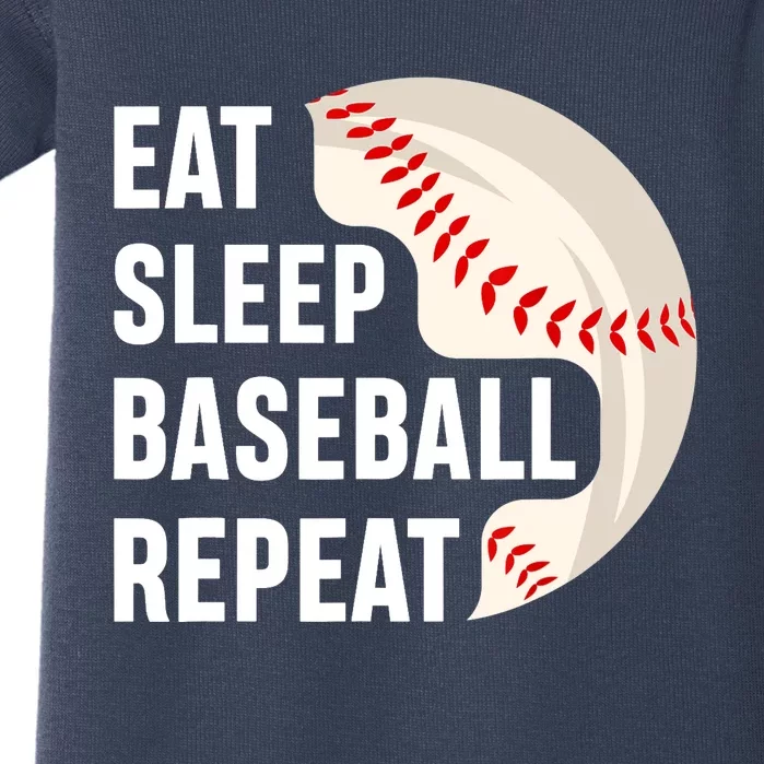 EAT SLEEP BASEBALL REPEAT Baseball Player Baby Bodysuit