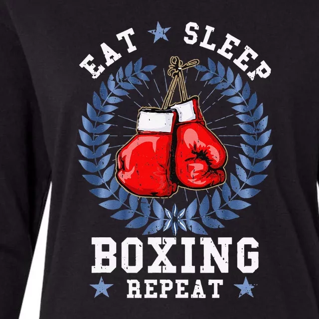 Eat Sleep Box Boxing Lover Gym Boxer Kickboxing Kickboxer Womens Cotton Relaxed Long Sleeve T-Shirt